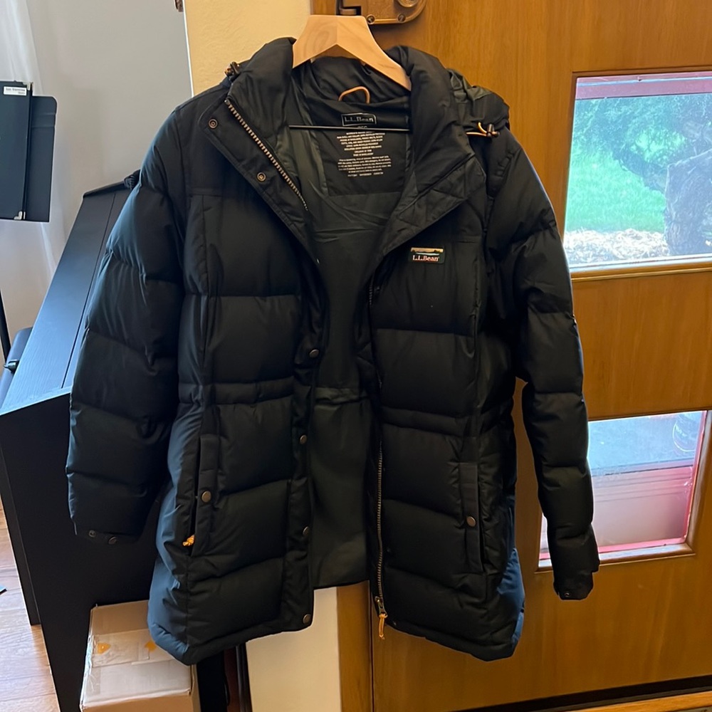 LL Bean long black puffer jacket